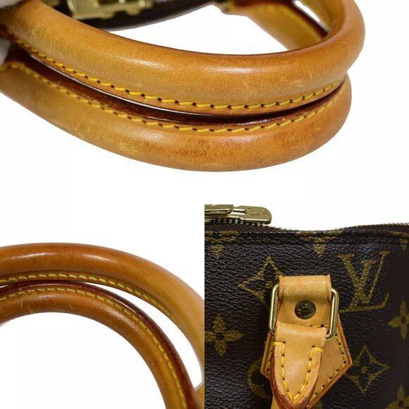 LOUIS VUITTON LV Logo Alma Hand Bag Monogram Leather Brown France - Picture 9 of 16